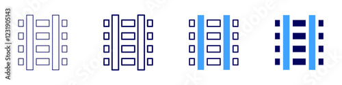 Tracks icon in 4 different styles. Thin Line, Line, Bold, and Bold Line. Duotone style. Editable stroke