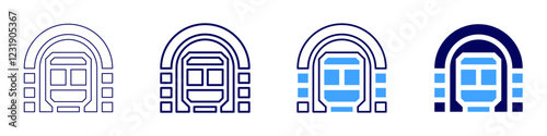 Train dynamics icon in 4 different styles. Thin Line, Line, Bold, and Bold Line. Duotone style. Editable stroke