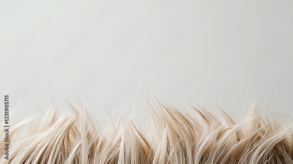 Blonde hair tips against a minimalist beige background, ideal for beauty or fashion concepts. Blonde hair tips against a minimalist beige background, ideal for beauty or fashion concepts.