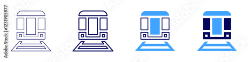 Train routines icon in 4 different styles. Thin Line, Line, Bold, and Bold Line. Duotone style. Editable stroke