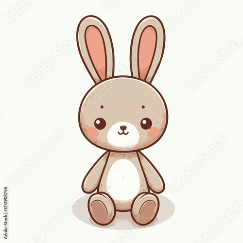 Adorable Bunny Illustration: A charming cartoon illustration of a cute brown bunny with big eyes and fluffy ears, sitting in a sweet and endearing pose. Perfect for children's books, greeting cards.