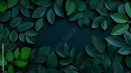 Wallpaper Mural Dark Green Leaves Frame: Lush dark green leaves create a vibrant, natural frame, perfect for adding a touch of organic elegance to your designs. Torontodigital.ca