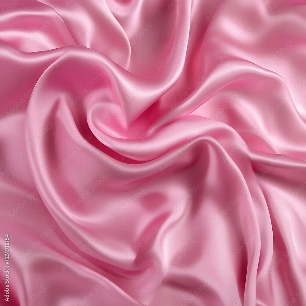 Obraz premium Pink silk satin background. Soft wavy folds on the fabric. Wedding, anniversary, valentine, love, tender, holiday, celebration, card. Beautiful pink abstract background with copy space for your design