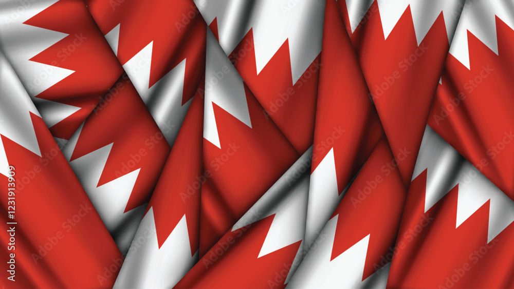Set of BAHRAIN Flags Stacked on Top of Each Other