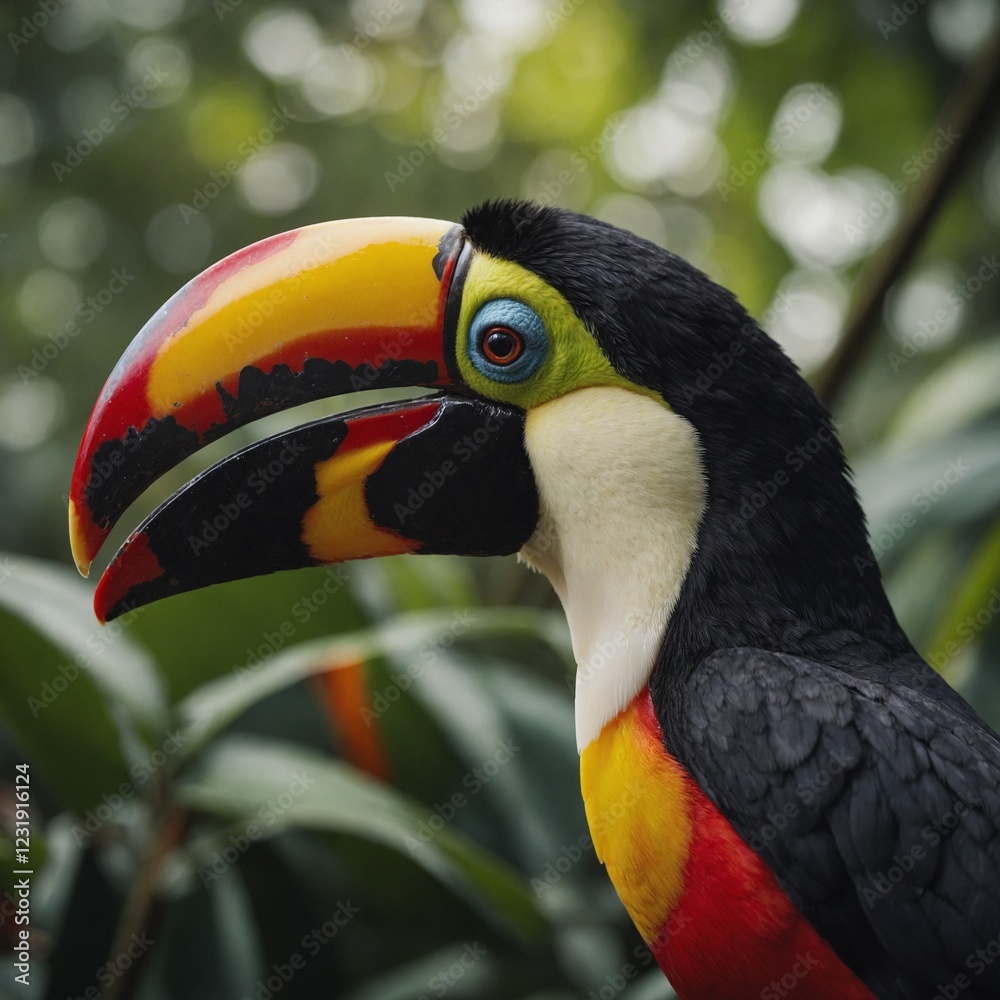 Naklejka premium A beak close-up of a toucan, showcasing its smooth texture.