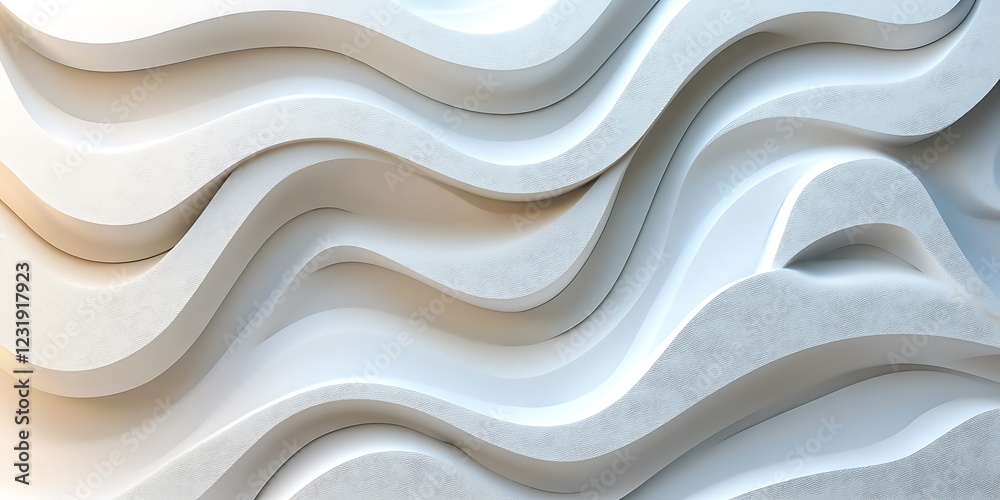 Obraz premium Abstract white wave wall design, interior background