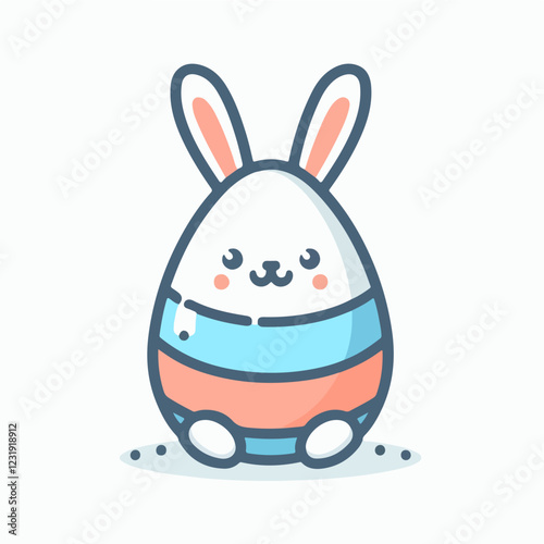 Happy Easter Bunny Egg: Adorable Easter bunny with blue and pink stripes inside a colorful egg.  A cheerful and festive design for greeting cards, invitations, social media, and more.  