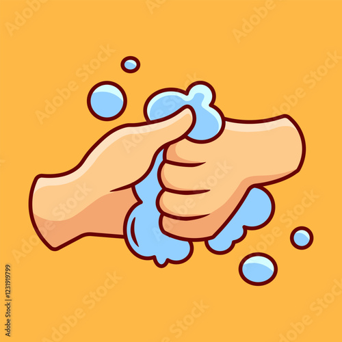 Washing Hand with Soap Vector Illustration Icon. Flat Cartoon Style