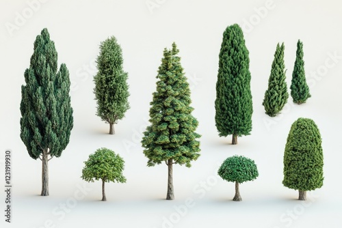 A row of closely spaced trees, perfect for landscape or nature photography