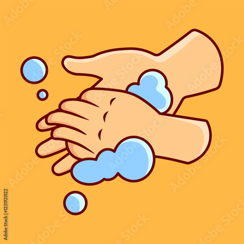 Washing Hand with Soap Vector Illustration Icon. Flat Cartoon Style