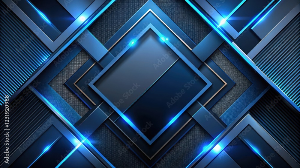 Abstract Blue and Gray Geometric Design with Glowing Lines and Shiny Accents Abstract Blue and Gray Geometric Design with Glowing Lines and Shiny Accents