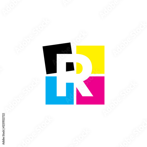 Negative Space Letter R With CMYK Color