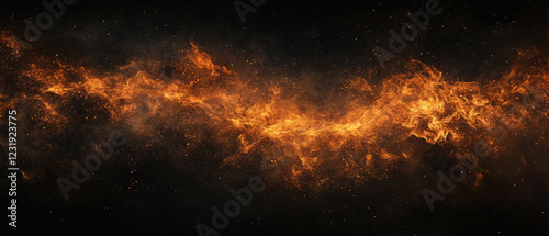 Sparks glow softly in scattered patterns on a deep black backdrop