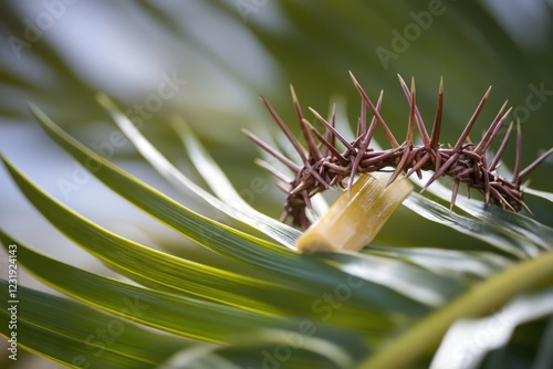 A close-up view of a plant with sharp thorns, suitable for use in illustrations or photography related to nature and the outdoors photo