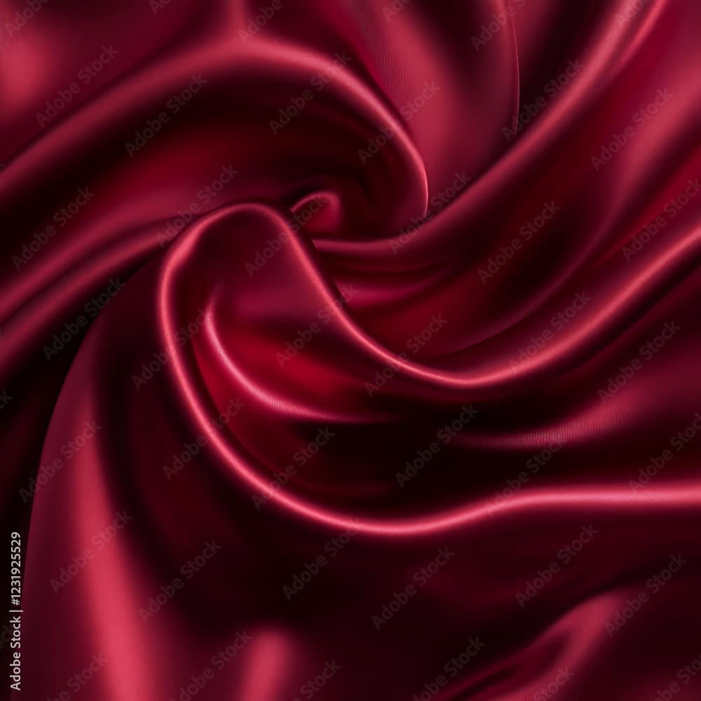 Fototapeta premium Claret Red silk satin fabric. Elegant abstract background. Liquid wave effect or silk with soft wavy folds.