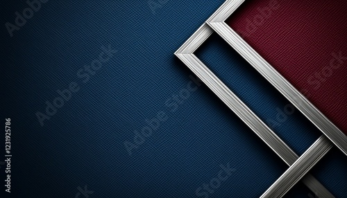 Abstract Blue and Burgundy Textured Background with Metallic Frame