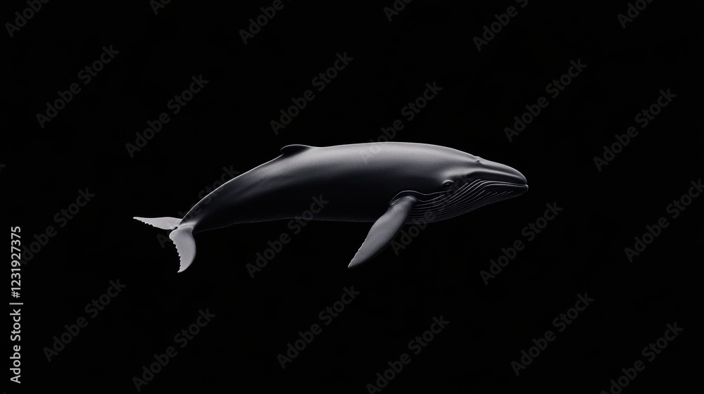 Fototapeta premium Minimalist Black Whale on Dark Background.