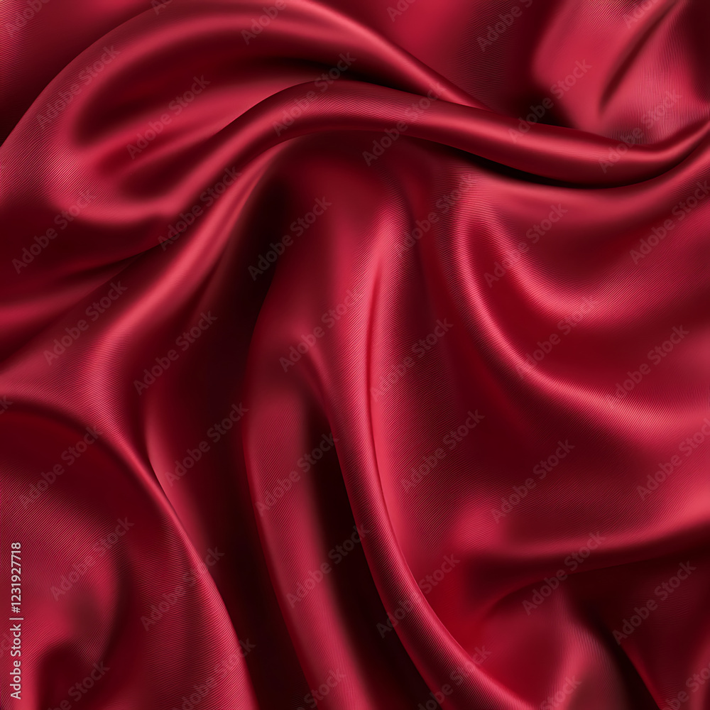 Fototapeta premium Claret Red silk satin fabric. Elegant abstract background. Liquid wave effect or silk with soft wavy folds.