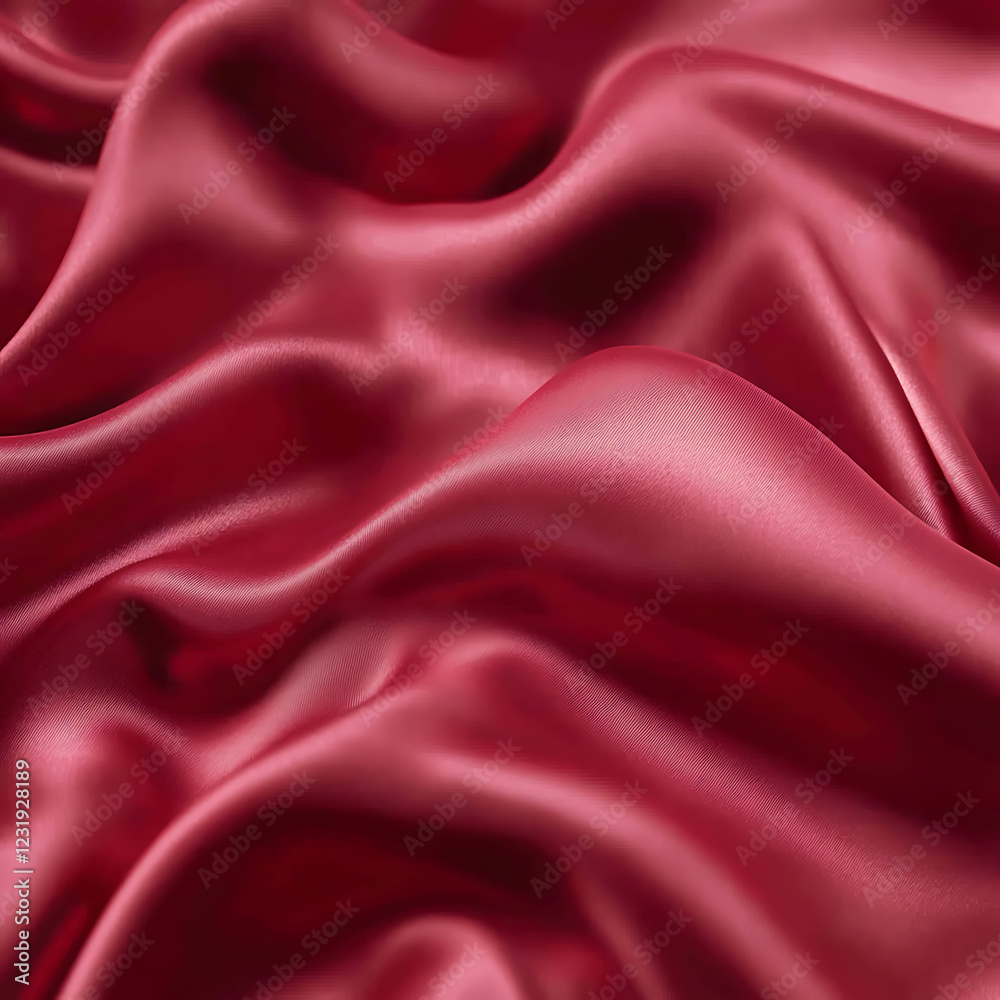 Fototapeta premium Claret Red silk satin fabric. Elegant abstract background. Liquid wave effect or silk with soft wavy folds.