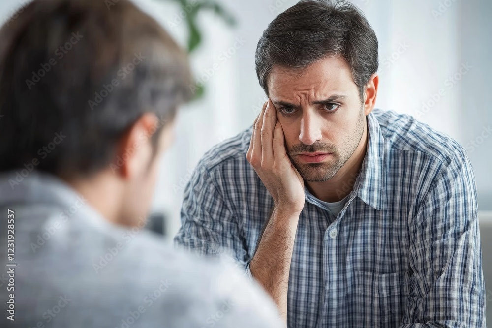 Fototapeta premium psychologist talking with depressed patient about mental condition