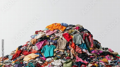 Massive Pile of Mixed Clothes Representing Textile Waste and Overconsumption  
