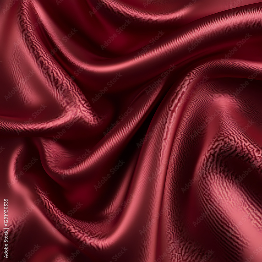 Fototapeta premium Claret Red silk satin fabric. Elegant abstract background. Liquid wave effect or silk with soft wavy folds.