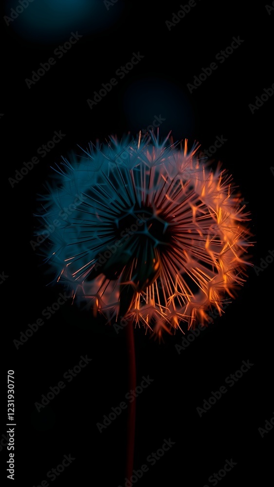 Whispers of Nature: A Dreamy and Ethereal Close-Up of a Delicate Dandelion Glowing