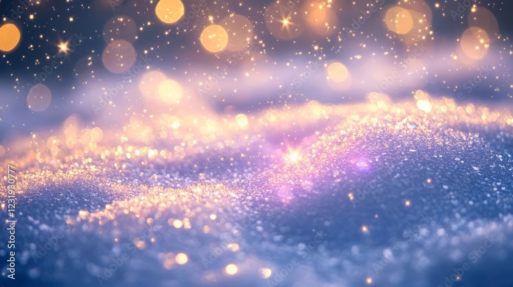 Obraz premium Sparkling snowflakes dance under gentle light at night creating a magical winter atmosphere