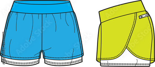 Double Layered Shorts Design Template Fashion Illustration