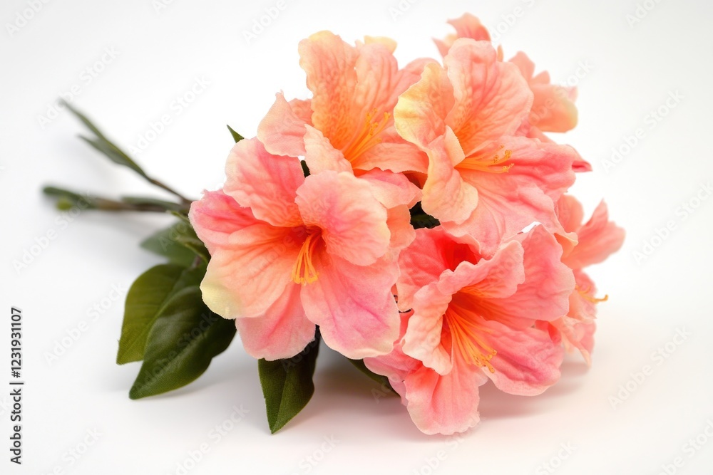 Fototapeta premium A collection of bright pink flowers arranged on a clean white surface