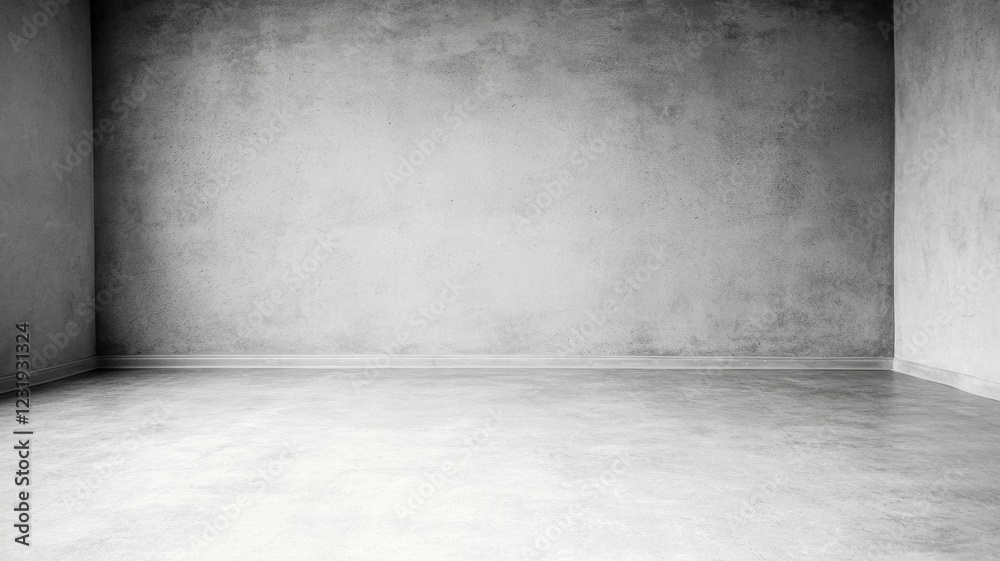 A minimalistic, empty room with gray concrete walls and floor, creating a simple and modern aesthetic. A minimalistic, empty room with gray concrete walls and floor, creating a simple and modern aesthetic.