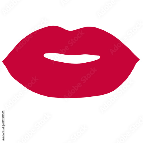 Red lips illustration isolated. Simple woman mouth with red lips. Abstract women lips.