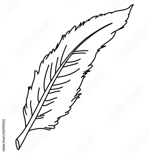 Cute cartoon hand drawn vector Feather coloring page.