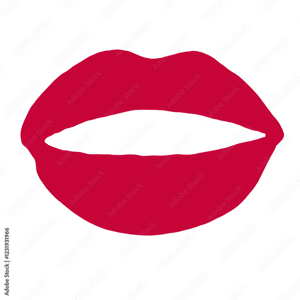 Red lips illustration isolated. Simple woman mouth with red lips. Abstract women lips.