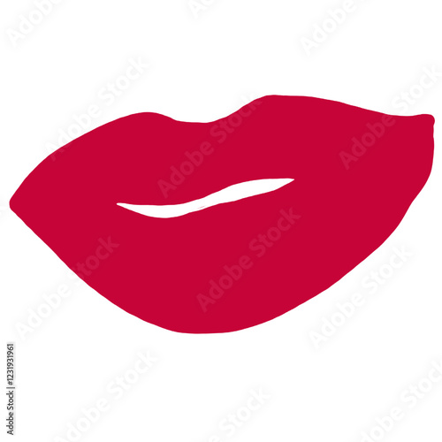 Red lips illustration isolated. Simple woman mouth with red lips. Abstract women lips.