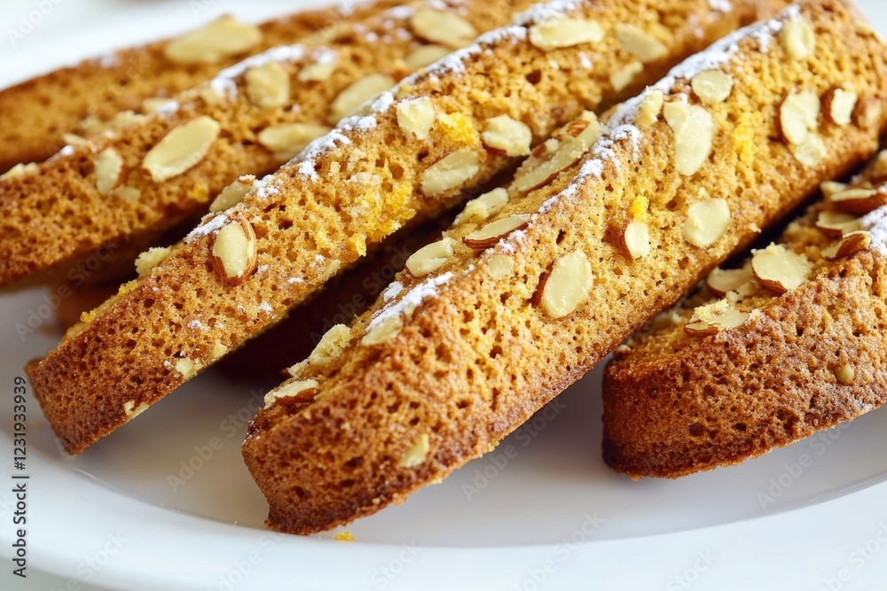 A simple white plate filled with fresh bread slices A simple white plate filled with fresh bread slices