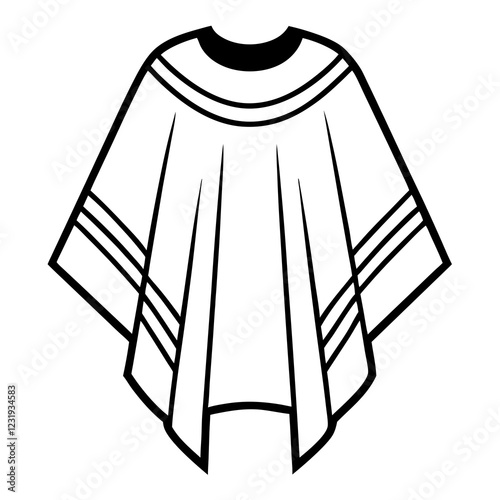 Stylish Poncho Outline Illustrations