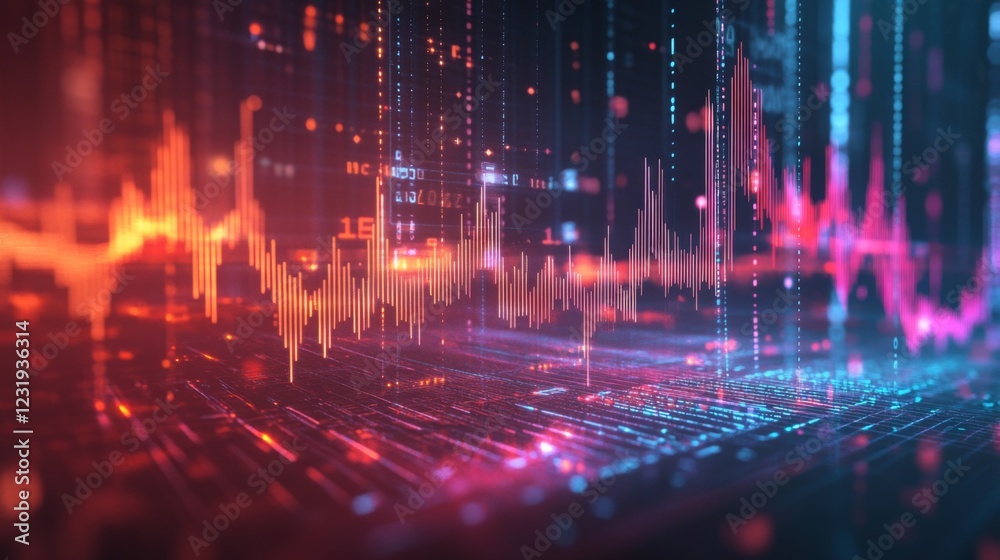 A futuristic digital stock market graph floating in the air, with glowing lines and data points, symbolizing cutting-edge financial technology and trading. A futuristic digital stock market graph floating in the air, with glowing lines and data points, symbolizing cutting-edge financial technology and trading.