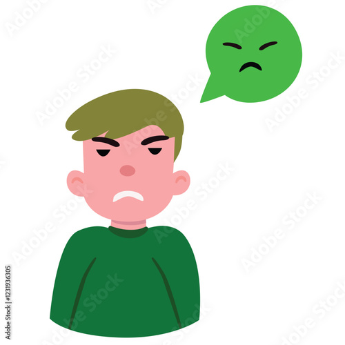 Angry Boy with Thought Bubble Illustration