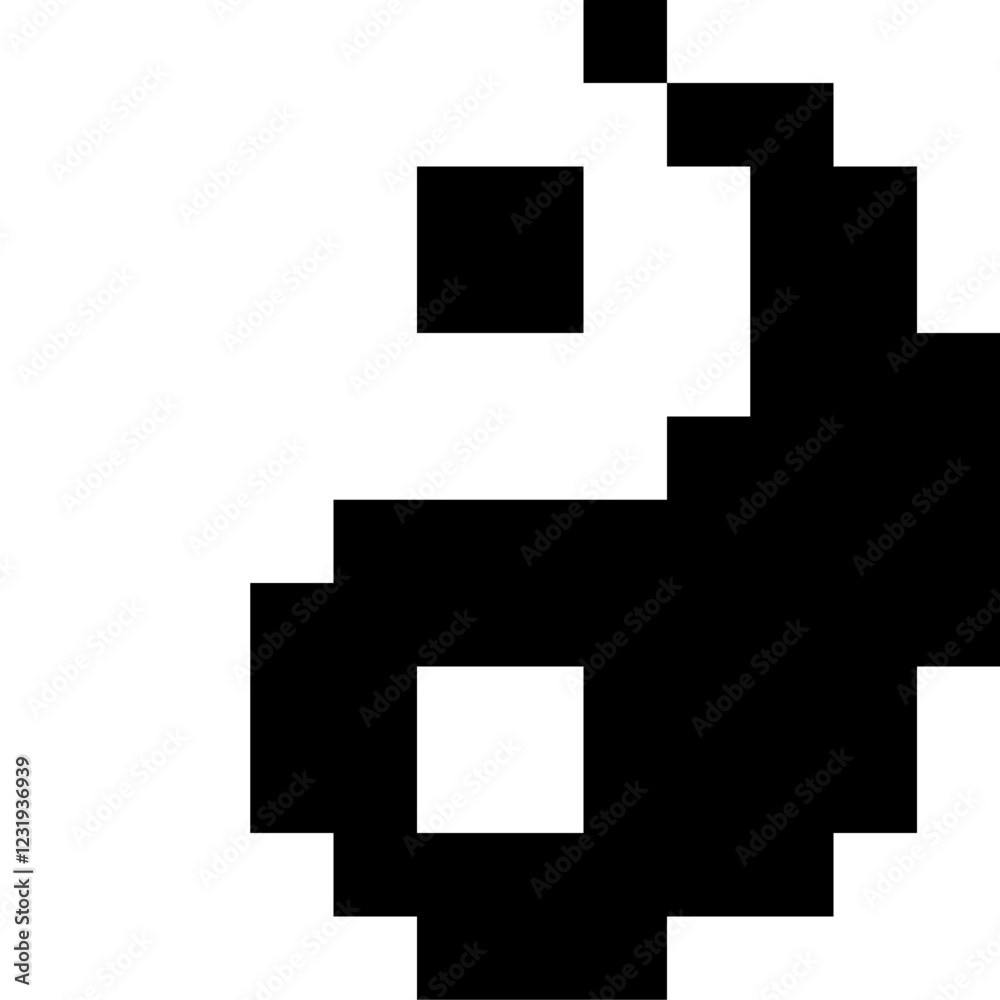 Yin Yang pixel art icon. Black and white yin yang symbol. Pixel art icon Yin Yang pixel art icon. Black and white yin yang symbol. Pixel art icon