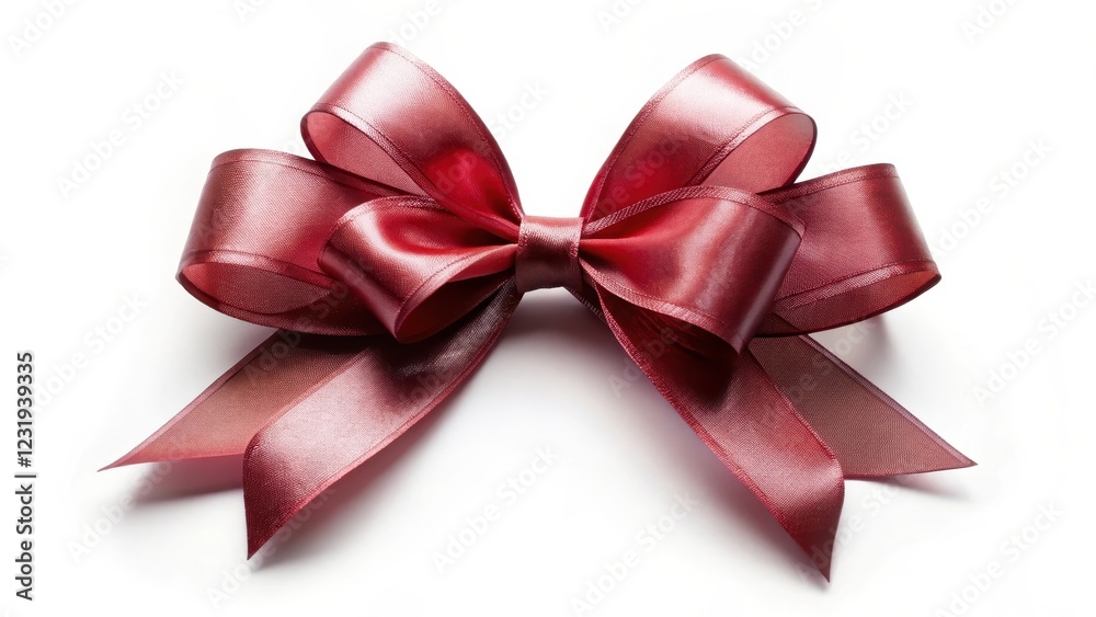 A luxurious maroon satin ribbon tied in a perfect bow, isolated on white background, showcasing elegance and sophistication for design projects. A luxurious maroon satin ribbon tied in a perfect bow, isolated on white background, showcasing elegance and sophistication for design projects.