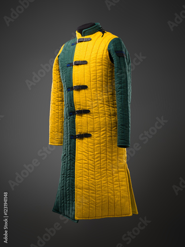 Historical fashion. Medieval knight cloth. Padded jacket gambeson. photo