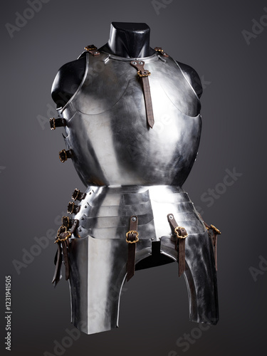 Tablou pe pânză Medieval Plate Armor Chestpiece with Metallic Finish and Leather Straps