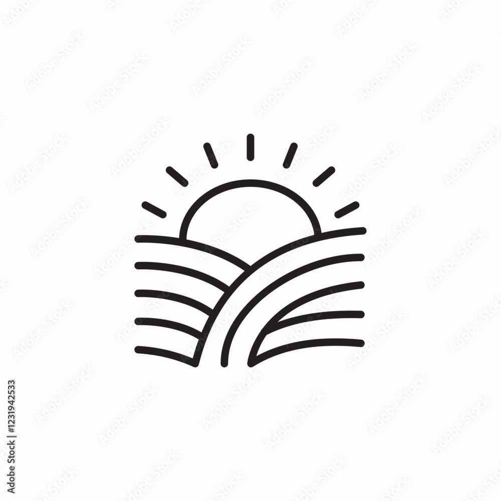 sunny field icon sign vector