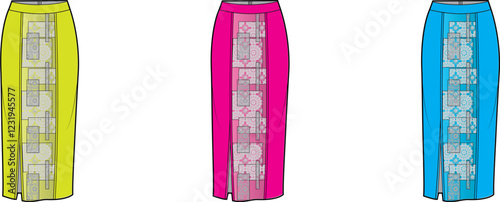 Stylish Geometric Pattern Long Skirts Fashion Design