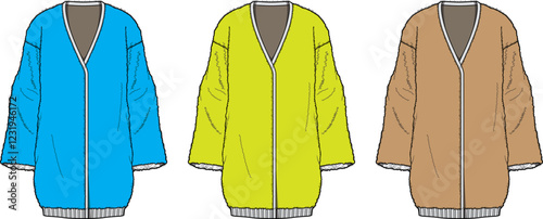 Stylish Long Cardigan Sweaters Fashion Design Illustration