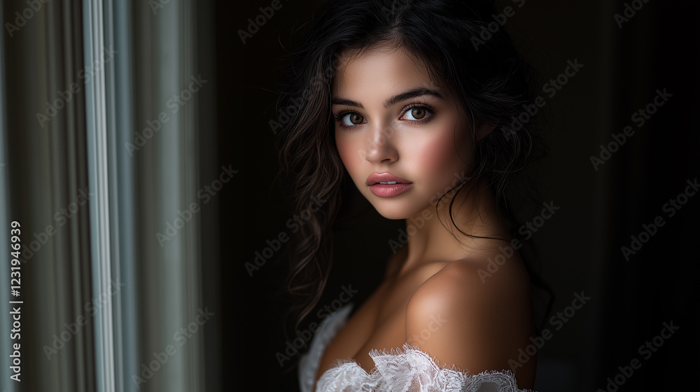 Fototapeta premium Woman at window.