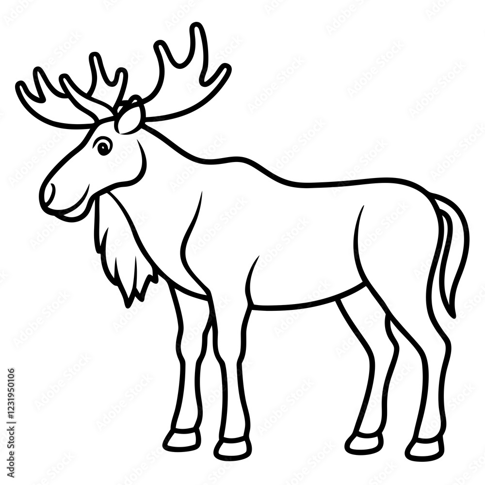 custom made wallpaper toronto digitalCute Silhouette of a Moose line art vector cartoon illustration