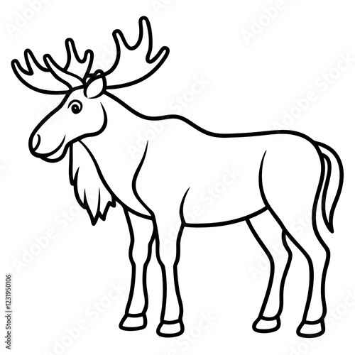 Wallpaper Mural Cute Silhouette of a Moose line art vector cartoon illustration Torontodigital.ca