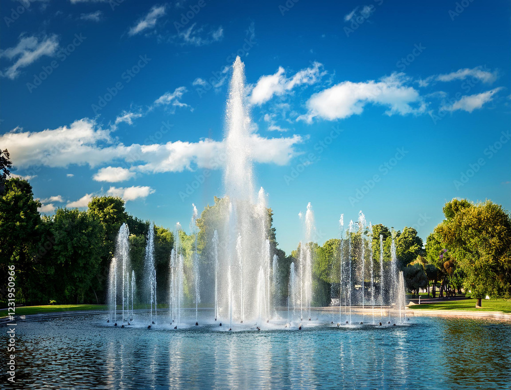 Fototapeta premium Generated image 噴水のある公園
